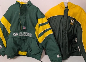 BOGO!! Vintage Green Bay Packers Starter Jacket XL Green Hooded PRO LINE NFL 90s - Picture 1 of 19