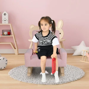 Children Armchair Linen Upholstered Sofa Kids Rocking Chair w/ Solid Wood Legs - Picture 1 of 8