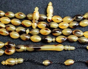 ISLAMIC PRAYER BEADS GALALITH FAUX TORTOISE 99 BEADS - RARE COLLECTOR'S- - Picture 1 of 4