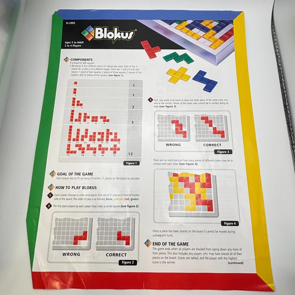 Blokus XL Instructions Only 2005 Replacement Pieces Parts Rules - Image 1 of 1