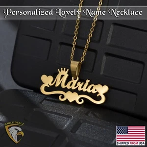 Collar con Nombre de Corazón Personalizado Collar Lindo Placa de Identificación Colgante Regalo - Imagen 1 de 15