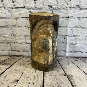 Wolf Side Of The Woods 30cm Hand Carved Wizard Tree Trunk Wood Fairtrade - Picture 1 of 10