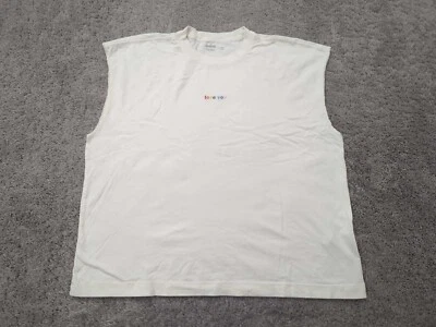 Hollister Tank Top Mens XL Ivory Boxy Crop Fit Embroidered "love you" Foto 1 de 4