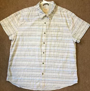 boston traders shirt mens xxl short sleeve collared button down gray blue stripe - Picture 1 of 6
