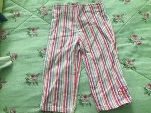 Girl's size 4 Pink Blue & Wite Stripe Elastic Waist Butterfly Pants - Picture 1 of 1