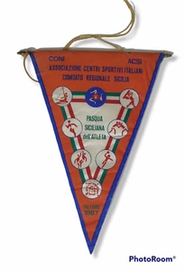 41860 Fußball - Wimpel Com. Sizilien Ostern Sizilianischer Athlet 1987 - Bild 1 von 4
