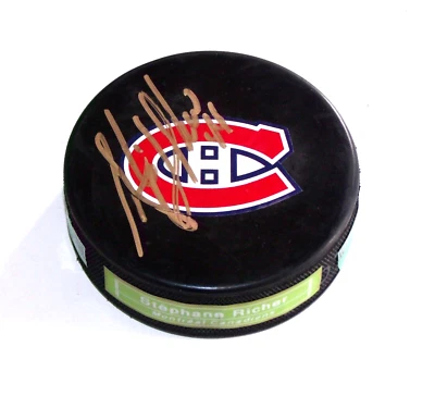 Disco de hockey autografiado Stephane Richer Montreal Canadiens A3603 Foto 1 de 2
