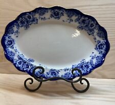 Antique Oval Flow Blue with Gold Edges Royal Doulton Sutherland 11 inch Platter