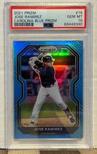 2021 Panini Prizm 16 Jose Ramirez Carolina Blue Prizm PSA Gem Mint 10 Cleveland