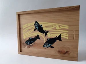 1990s Coast Salish Native American Richard Krentz Signed Art Wood Stash Box - Picture 1 of 13