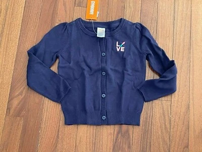Cardigã Gymboree Meninas Navy Love Suéter com Botões XS 4 Tamanho 4 Novo - Imagem 1 de 4
