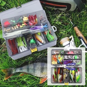 169pcs Fishing Lure Kit Fishing Baits Kit with Fishing Tackle Box Plier Jig Hook - Picture 1 of 11
