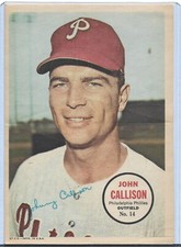1967 TOPPS PIN-UPS POSTER SET-BREAK #14 JOHN CALLISON, PHILADELPHIA PHILLIES