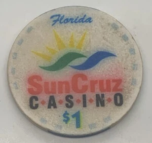 Sun Cruz Casino Sun Logo $1 Chip Florida Wet Cruise Chip Ceramic - Picture 1 of 2