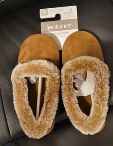 ISOTONER Signature Memory Foam Faux Fur Cognac Slippers Size Sm 5-6 Women's - Picture 1 of 3