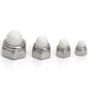 Dadi tappo ghianda esagonale M5 M6 M8 M10 plastica testa cupola decorazione dado A2 acciaio inox - Foto 1 di 6