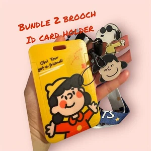 60s 70s Retro Lucy Snoopy ID Office Nhs Strap CARD HOLDER Lanyard Brooch Bundle - Picture 1 of 12