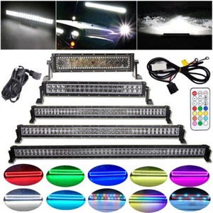 14/20/22/32/42/50 inch Led Light Bar Remote RGB Halo Color Change Chasing Truck - Picture 1 of 141