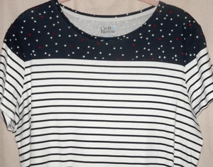 Croft & Barrow Short Sleeve Cotton Classic Tee Sz XLNavy/Whiter Stripe/Red Stars - Picture 1 of 8