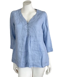 Malvin I Love Leinen Hamburg Germany 3/4 Arm Tunika Top Bluse Gr. Medium Blau - Bild 1 von 8