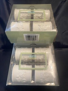 8 Martha Stewart 2 Sets-4 IVORY Wedgewood Bone Pear Grapevine Napkin Rings 2004 - Picture 1 of 8