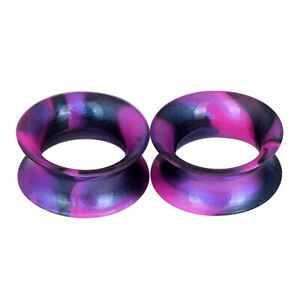 2PCS Colorful Thin Silicone Ear Gauges Soft Ear Plugs Ear Skins Tunnels Earrings