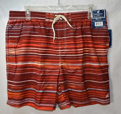 Caribbean Joe Swim Trunks  Shorts Size XL Coral Striped Men's - Image 1 of 4