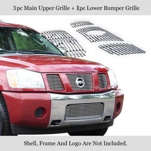 Fits 2004-2007 Nissan Titan/Armada Stainless Chrome Billet Grille Insert Combo - Picture 1 of 7