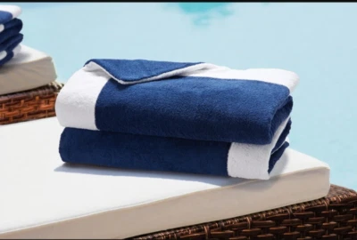 NEW Frette Mediterranean Beach Pool Bath Towel Navy/White cotton  GIFT UNISEX  - Image 1 of 4