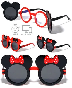 KIDS MOUSE EARS FLIP OUT SUNGLASSES CLEAR BLUE LIGHT BLOCKING LENS MICKEY MINNIE - Picture 1 of 4