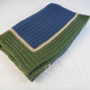 Crochet Baby Blanket Lap Throw Blanket Afghan Throw 50" × 40" Blue Green - Picture 1 of 4