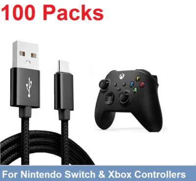 Lote de 100 cables de carga de sincronización de datos de 1M/3FT para controladores Nintendo Switch y Xbox Foto 1 de 4