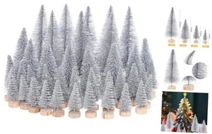40Pcs Mini Christmas Trees Artificial Mini Pine Trees with Wood Base Sisal - Picture 1 of 8