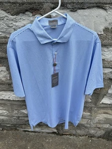 Fennec Golf Polo Shirt Pique Performance Stretch Men Large Striped Light Blue - Picture 1 of 5