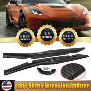 Panel basculante de extensiones de faldones laterales para Chevy Corvette C7 2014-2019 negro carbono - Imagen 1 de 11