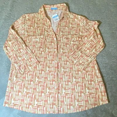 Футболка J MCLAUGHLIN Brynn Lyford размер XL на пуговицах с пляжным принтом Coastal - Изображение 1 из 4