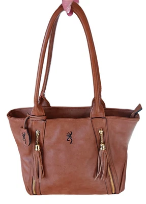 Browning Alexandria Locking Concealed Carry Gun Handbag Bag Brown Faux Leather - Image 1 of 4