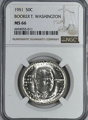 1951 Booker T  Washington  Commemorative Half Dollar : NGC MS66 - Image 1 of 4