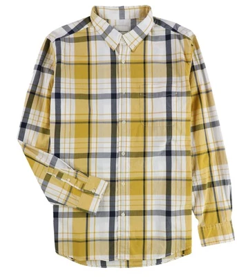 American Eagle Mens Plaid Button Up Shirt, mustard, XS Neck - Image 1 of 2