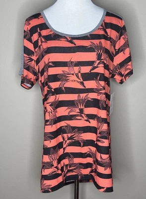 NUEVO LuLaRoe Classic T Mujer Manga Corta Top Camiseta Naranja/Negro Floral Talla XL. Foto 1 de 4