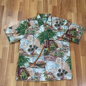 Camicia hawaiana vintage Reyn Spooner uomo grande stampa isola cotone egiziano con bottoni - Foto 1 di 9