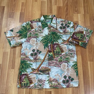 VTG Reyn Spooner Hawaiian Shirt Men Large Island Print Egyptian Cotton Button Up - Image 1 of 4