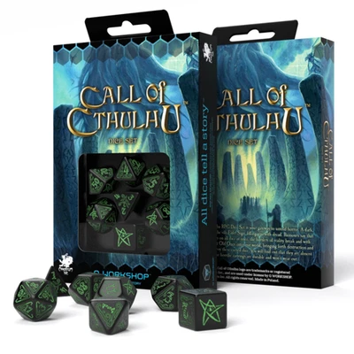 Set De Dados Call Of Cthulhu Negro Y Verde Juegos De Rol Q-Workshop NUEVO - Imagen 1 de 2