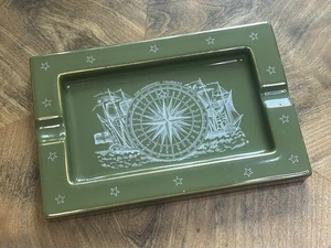 Brooks Brothers England posacenere per sigari 9" bussola da marinaio vintage oro verde - Foto 1 di 7