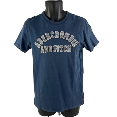 Camiseta Para Hombres Y2K De Colección Abercrombie & Fitch Spellout Talla Mediana Azul Músculo Foto 1 de 4