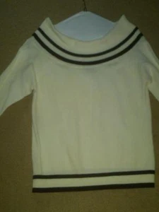 NWT LADIES WHITE TRIMMED IN BLACK 3/4 SLEEVE SWEATER AGB BYER CALIFORNIA SMALL - Picture 1 of 2
