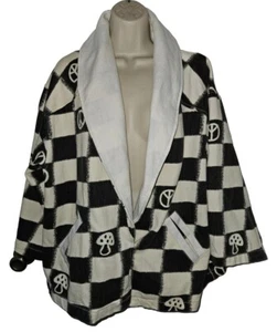 Urban Outfitters Wide Sleeve Oversized Blazer Jacket Peace Sign Mushroom Sz XS/S - Picture 1 of 3