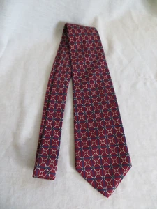 Brooks Brothers Silk Chain Latice Print Necktie Tie Made in USA Red Blue Gray - Picture 1 of 5