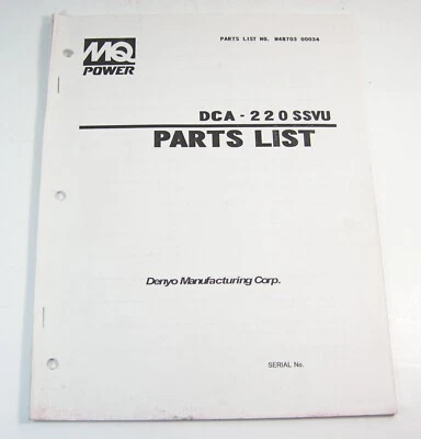 Multiquip MQ DCA220SSVU AC Generator Parts Manual Book Catalog DC-220SSVU - Image 1 of 3