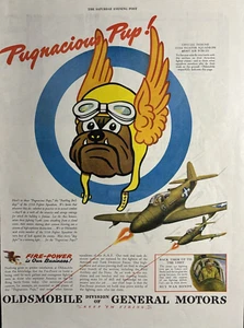 1944 Oldsmobile General Motors WW 2 355 Fighter Squadron Pugnacious Pup VTG Ad - Picture 1 of 1